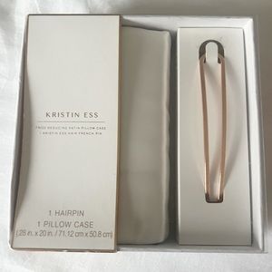 Kristin Ess • hair kit white satin pillowcase gold hair pin